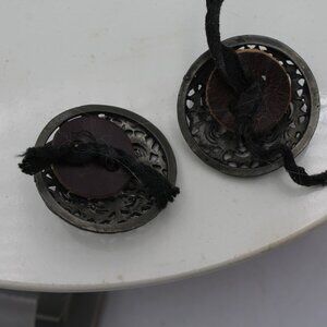 Vintage 1930s Filagree Large Buttons with Amber Colored Stones Coat